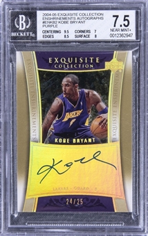 2004-05 UD "Exquisite Collection" Enshrinements Autographs #ENKB2 Kobe Bryant Signed Card (#24/25) – BGS NM+ 7.5/BGS 10
